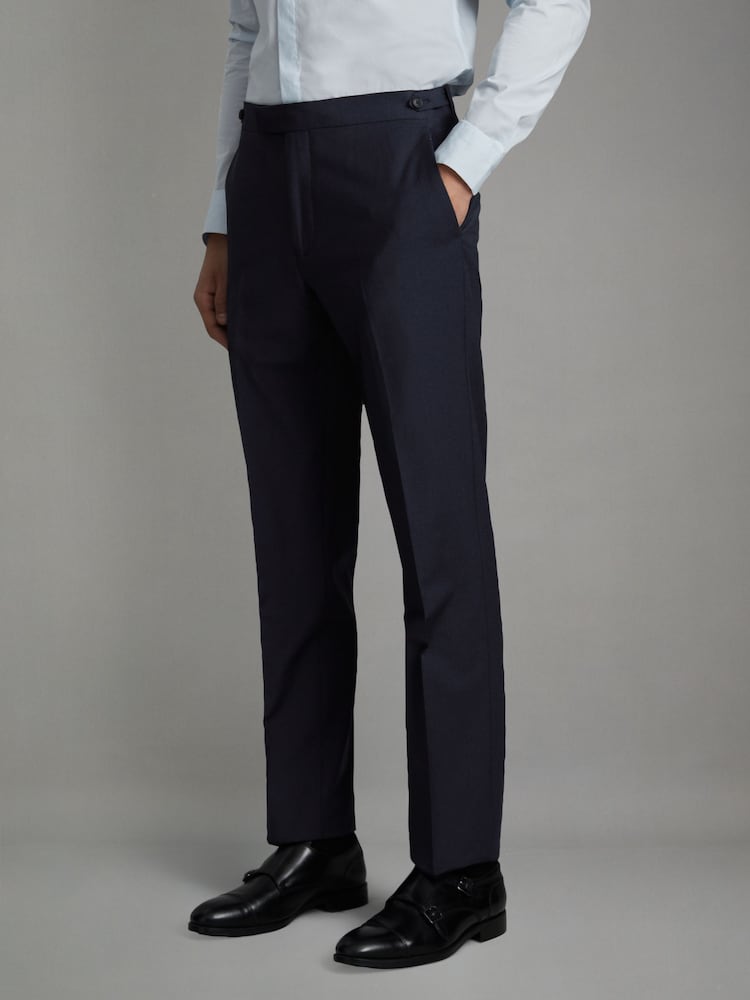 Reiss Navy Hope Slim-Fit Wool-Blend Suit Trousers - Image 1 of 7
