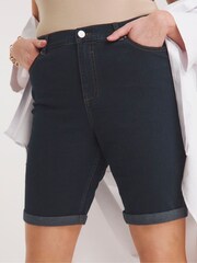 Simply Be Indigo Blue 24/7 Knee Shorts - Image 1 of 4
