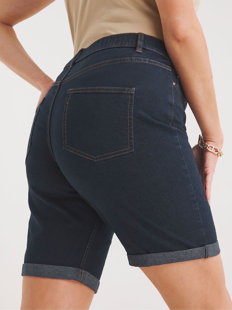 Simply Be Indigo Blue 24/7 Knee Shorts - Image 2 of 4
