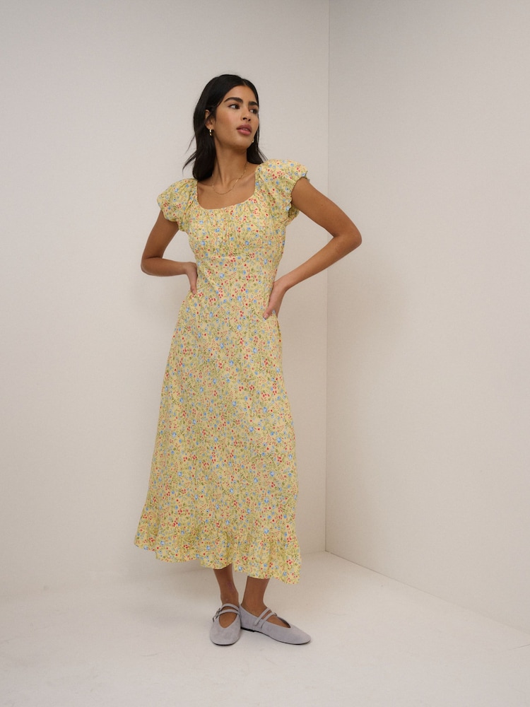 Nobodys Child Yellow Jemima Midi Dress - Image 1 of 5
