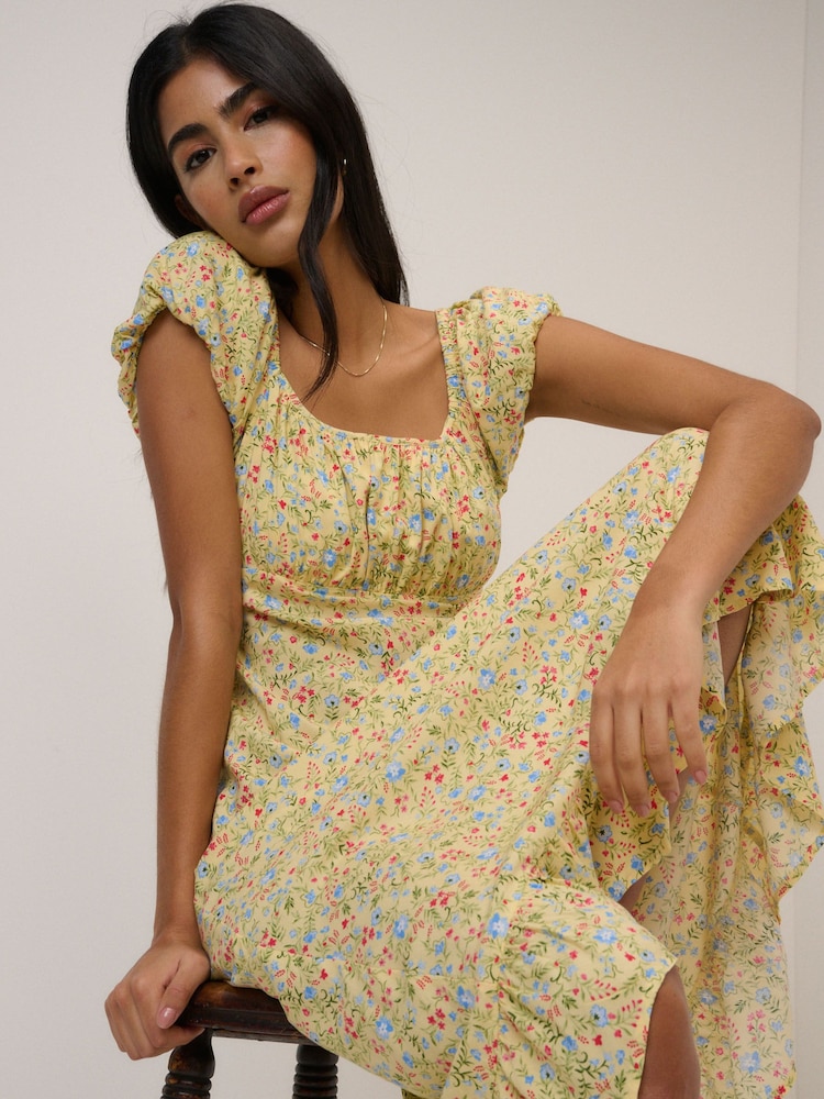 Nobodys Child Yellow Jemima Midi Dress - Image 5 of 5