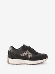 Black Animal Print Lace-Up Chunky Trainers - Image 2 of 5