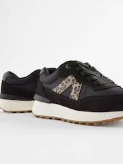 Black Animal Print Lace-Up Chunky Trainers - Image 4 of 5
