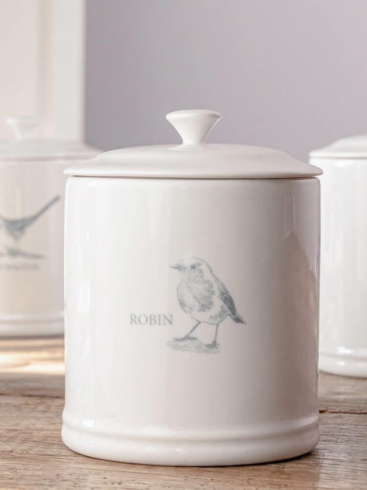 Mary Berry White Garden Robin Sugar Canister - Image 1 of 1 Mary Berry White Garden Robin Sugar Canister - Image 1 of 1