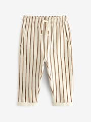 Ecru Cream/Brown Lightweight 100% Cotton Stripe Jersey Joggers (3mths-7yrs) - Image 2 of 4