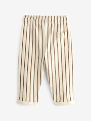 Ecru Cream/Brown Lightweight 100% Cotton Stripe Jersey Joggers (3mths-7yrs) - Image 3 of 4