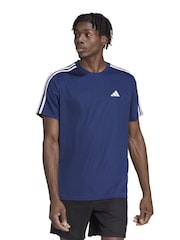 Темно-синий - Adidas Train Essentials 3-в полоску Обучающая футболка - Изображение 1 из 7
