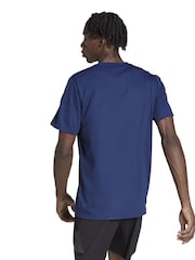 Темно-синий - Adidas Train Essentials 3-в полоску Обучающая футболка - Изображение 2 из 7