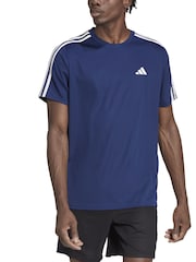 Темно-синий - Adidas Train Essentials 3-в полоску Обучающая футболка - Изображение 3 из 7