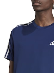 Темно-синий - Adidas Train Essentials 3-в полоску Обучающая футболка - Изображение 5 из 7