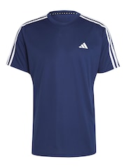 Темно-синий - Adidas Train Essentials 3-в полоску Обучающая футболка - Изображение 7 из 7