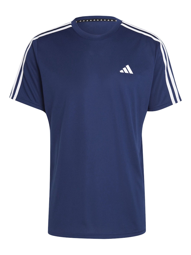 Темно-синий - Adidas Train Essentials 3-в полоску Обучающая футболка - Изображение 7 из 7