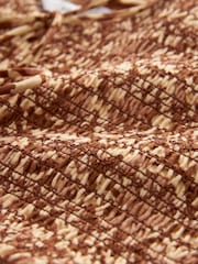 Braun mit Blumenmuster - Vorne geschnürte Bluse mit Puffärmeln - Bild 5 von 6