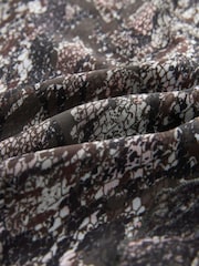Brown Snake Print Long Sleeve Mesh Ruffle Maxi Dress - Image 6 of 6