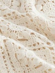 Cream 100% Cotton Long Sleeve Crochet Top - Image 7 of 7