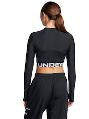Under Armour Black Heat Gear Rib 1/4 Zip Sweat Top - Image 2 of 4