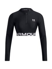 Under Armour Black Heat Gear Rib 1/4 Zip Sweat Top - Image 3 of 4