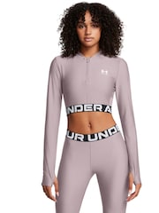 Under Armour Grey Heat Gear Rib 1/4 Zip Sweat Top - Image 1 of 4