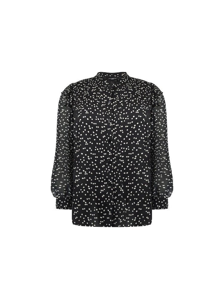Live Unlimited Spot Ruffle Shoulder Black Blouse - Image 5 of 5