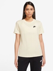 Nike Cream Sportswear Club Essentials 100% Cotton T-Shirt - Image 1 of 5