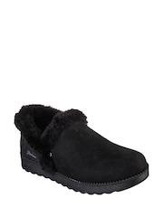 Skechers Black Faux Fur Slip-On Slipper Booties - Image 1 of 4