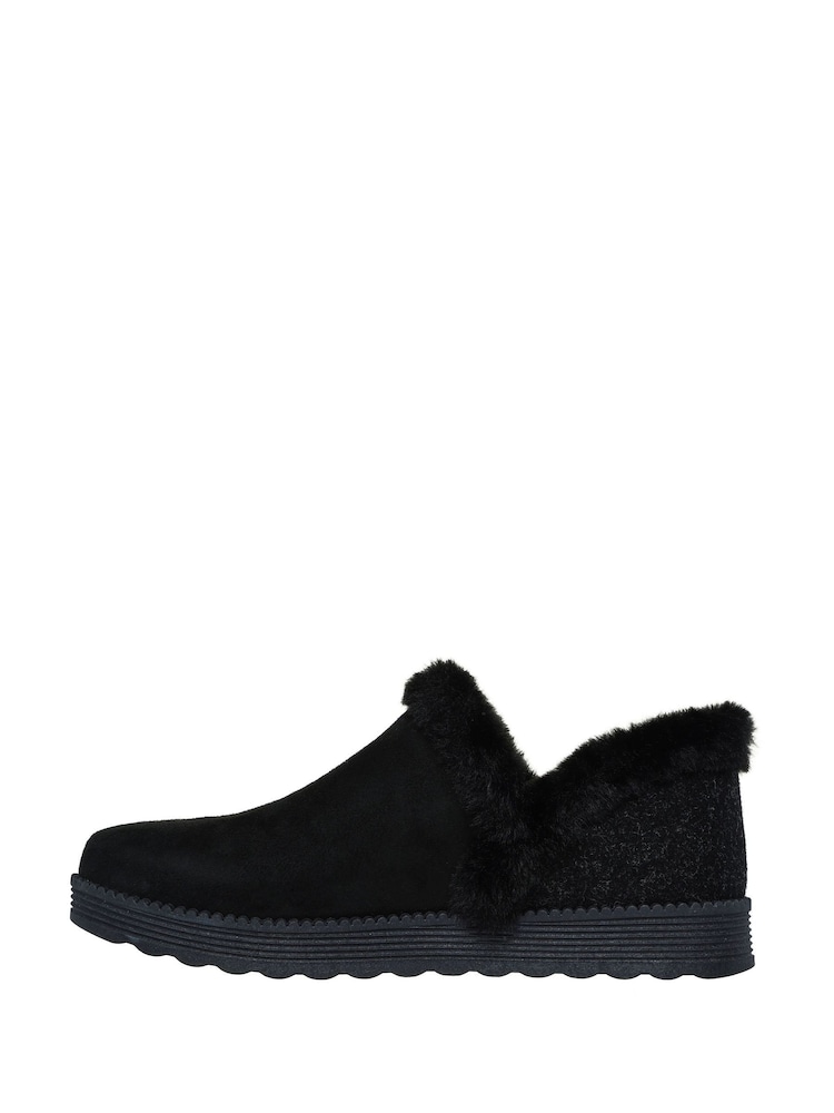 Skechers Black Faux Fur Slip-On Slipper Booties - Image 2 of 4