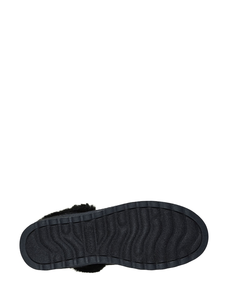 Skechers Black Faux Fur Slip-On Slipper Booties - Image 4 of 4