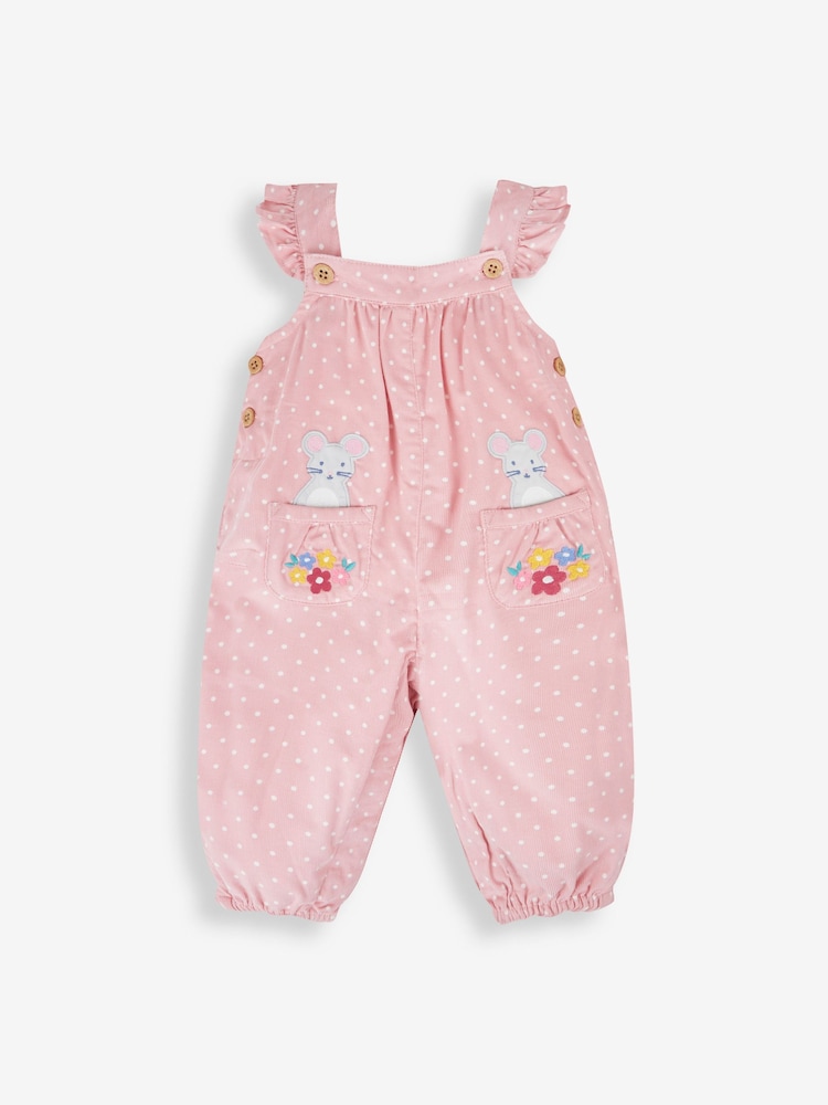 JoJo Maman Bébé Pink Mouse Appliqué Cord Dungarees & Top Set - Image 2 of 5