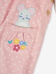 JoJo Maman Bébé Pink Mouse Appliqué Cord Dungarees & Top Set - Image 5 of 5
