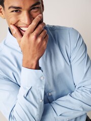 Blue Regular Fit Texture Signature Motionflex Stretch Shirt - Image 4 of 8