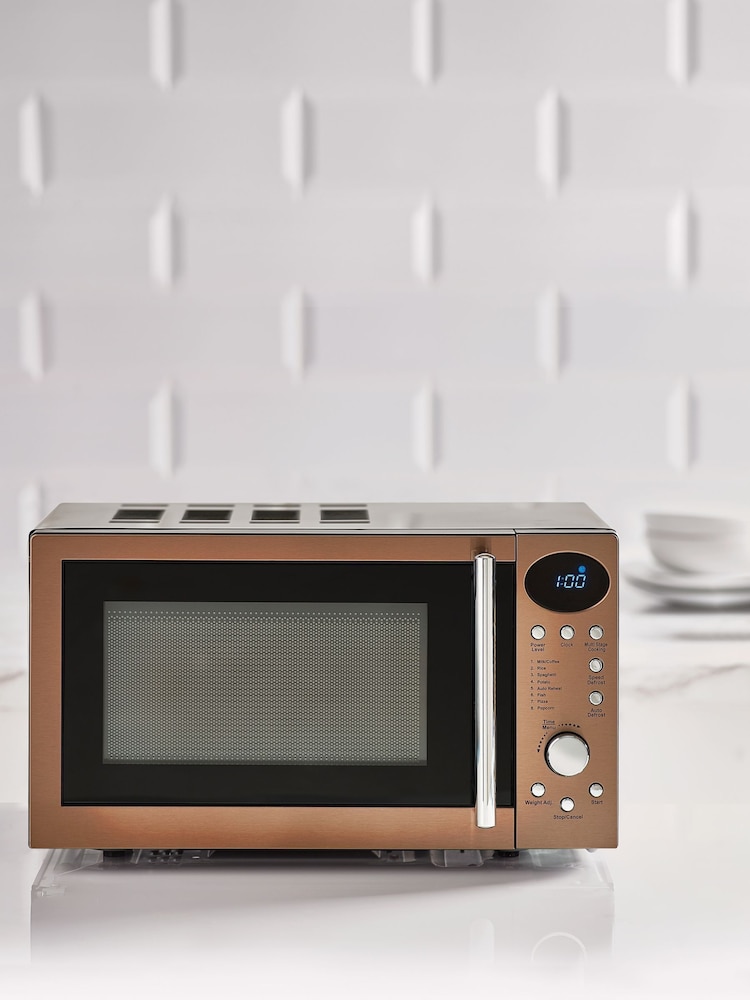 Brushed Copper Digital 800W 20L Microwave - Image 2 of 6
