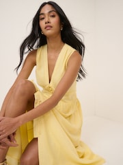 Nobodys Child Yellow Sleeveless Starlight Midi Dress - Image 4 of 5