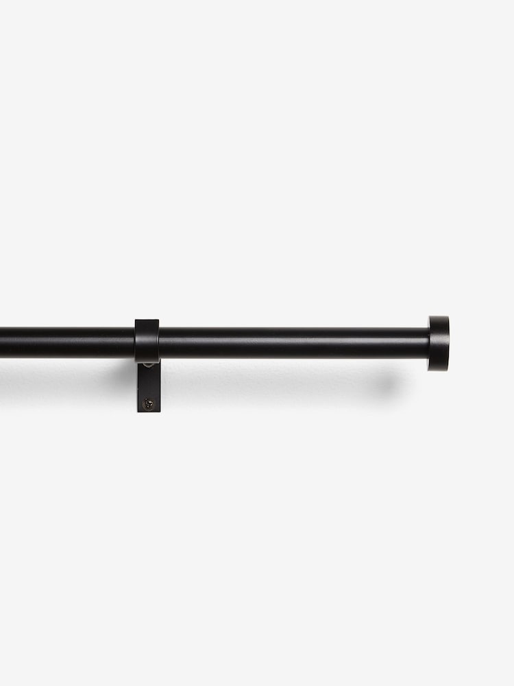 Black Stud Finial Fixed Length 19mm Curtain Pole Kit - Image 1 of 4