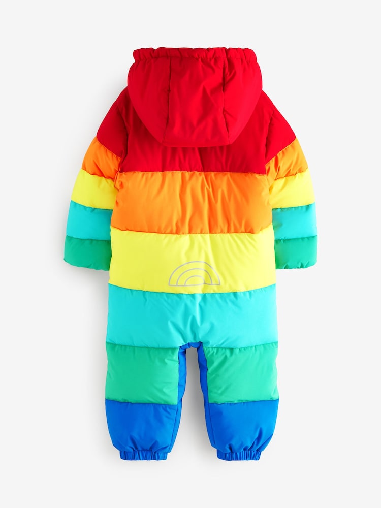 Little Bird by Jools Oliver Multi Rainbow Striped Shower Resistant Snowsuit - Image 2 of 5