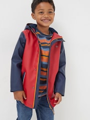FatFace Blue Rubberised Waterproof Jacket - Image 1 of 5