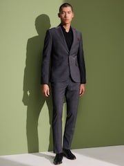 Charcoal Grey Skinny Check Suit Jacket - Image 2 of 11
