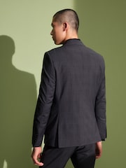 Charcoal Grey Skinny Check Suit Jacket - Image 3 of 11