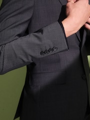 Charcoal Grey Skinny Check Suit Jacket - Image 5 of 11