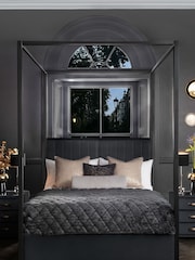 Black and Opulent Velvet Charcoal Langdon Metal 4 Poster Collection Luxe Bed Frame - Image 1 of 7