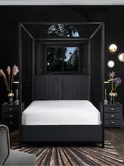 Black and Opulent Velvet Charcoal Langdon Metal 4 Poster Collection Luxe Bed Frame - Image 2 of 7