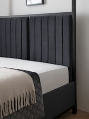 Black and Opulent Velvet Charcoal Langdon Metal 4 Poster Collection Luxe Bed Frame - Image 3 of 7