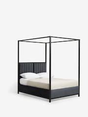 Black and Opulent Velvet Charcoal Langdon Metal 4 Poster Collection Luxe Bed Frame - Image 6 of 7