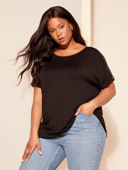 Curves Like These Black Turn Back Sleeve Tunic - Image 1 of 4