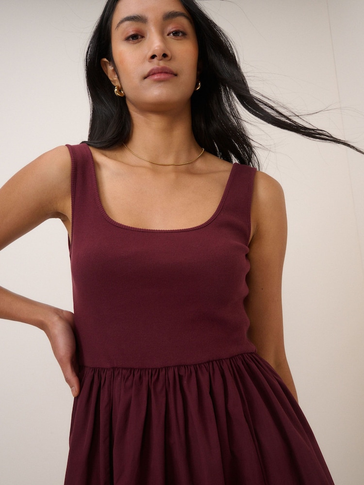co ribbed dress Nobody's Child Colorado ribbed Midi Dress in deep Red