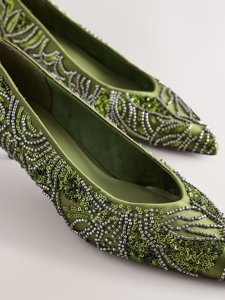 Green Forever Comfort® Embellished Kitten Heels - Image 11 of 11 Green Forever Comfort® Embellished Kitten Heels - Image 11 of 11
