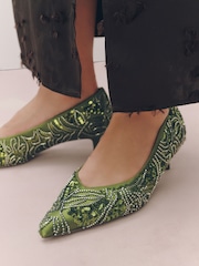 Green Forever Comfort® Embellished Kitten Heels - Image 6 of 11