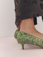 Green Forever Comfort® Embellished Kitten Heels - Image 7 of 11