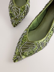 Green Forever Comfort® Embellished Kitten Heels - Image 9 of 11