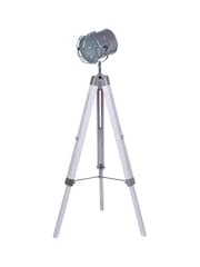 Pacific White Wash And Silver Metal Capstan Tripod Floor Lamp - Image 2 of 2