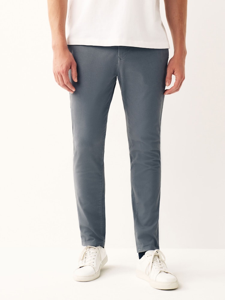 Blue Grey Skinny Fit Stretch Chino Trousers - Image 1 of 10 Blue Grey Skinny Fit Stretch Chino Trousers - Image 1 of 10